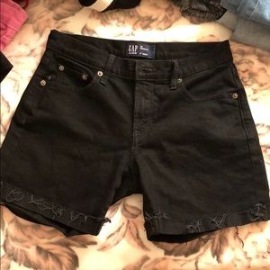 Black denim shorts